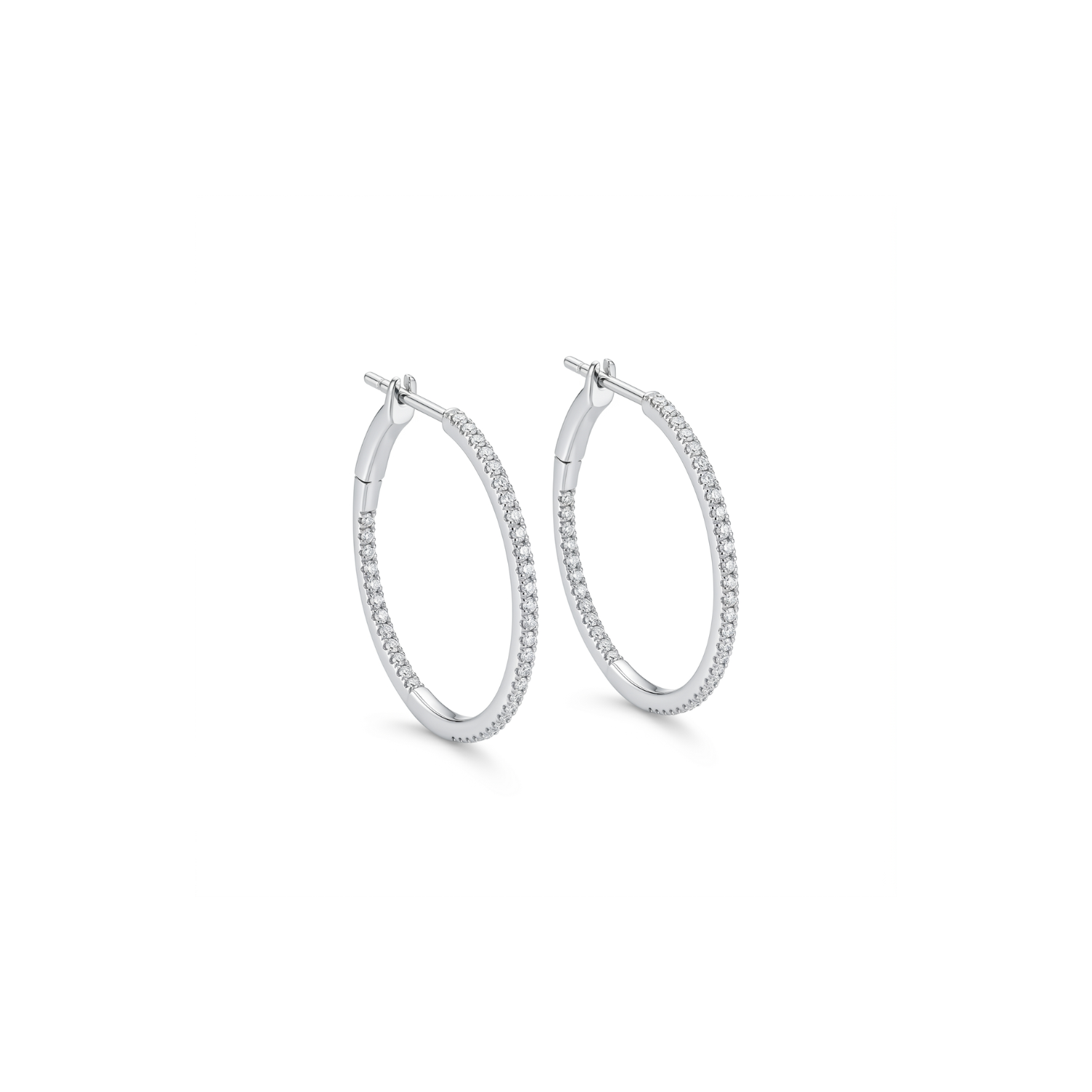 Aros Oro Blanco 18kt Diamantes 33Pts Argollas Grandes 2