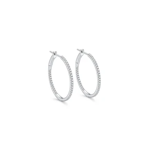 Aros Oro Blanco 18kt Diamantes 33Pts Argollas Grandes