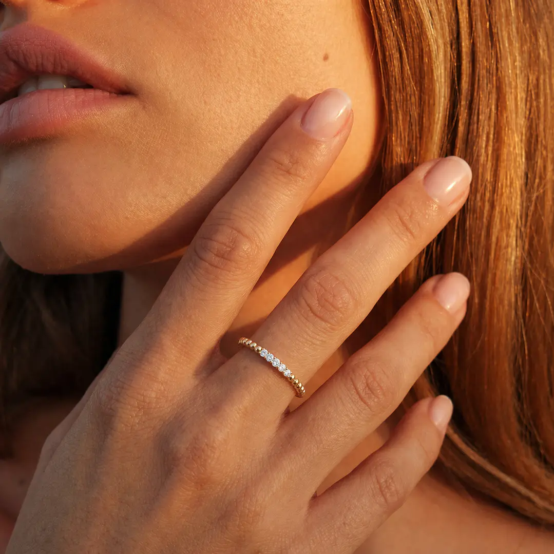 Anillo Compromiso de Oro 18Kt Circón Bolitas 4