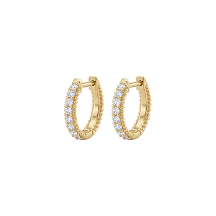 Aros Oro Amarillo 18kt Diamantes 7Pts Argollas Pequeñas XS