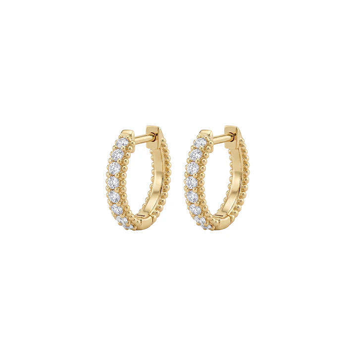 Aros Oro Amarillo 18kt Diamantes 7Pts Argollas Pequeñas XS 1