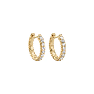 Aros Oro Amarillo 18kt Diamantes 7Pts Argollas Pequeñas XS