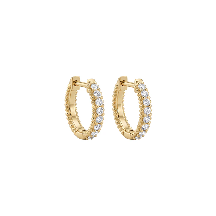 Aros Oro Amarillo 18kt Diamantes 7Pts Argollas Pequeñas XS 2