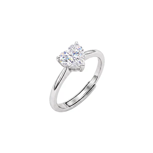 Anillo de Plata Esterlina 925 Circon Corazon Ajustable