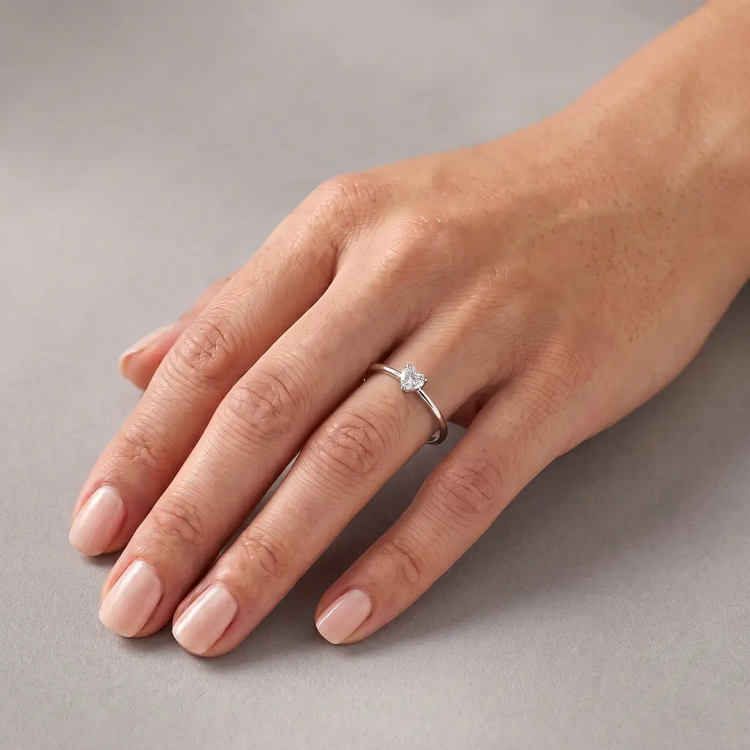 Anillo de Plata Esterlina 925 Circon Corazon Ajustable 4