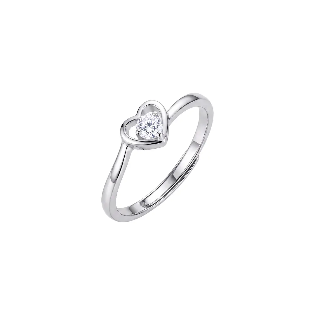 Anillo de Plata Esterlina 925 Corazon Ajustable Circon 1