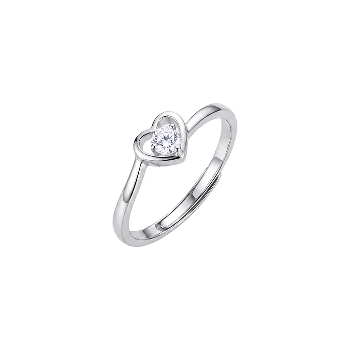 Anillo de Plata Esterlina 925 Corazon Ajustable Circon 1