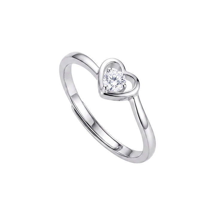 Anillo de Plata Esterlina 925 Corazon Ajustable Circon 2