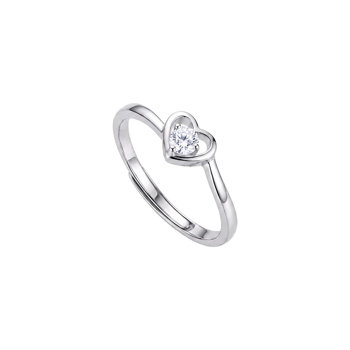 Anillo de Plata Esterlina 925 Corazon Ajustable Circon 3