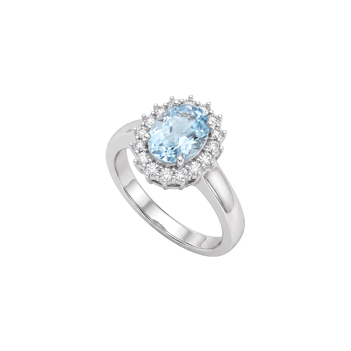 Anillo de Plata Esterlina 925 Aguamarina 9mm Circon 3