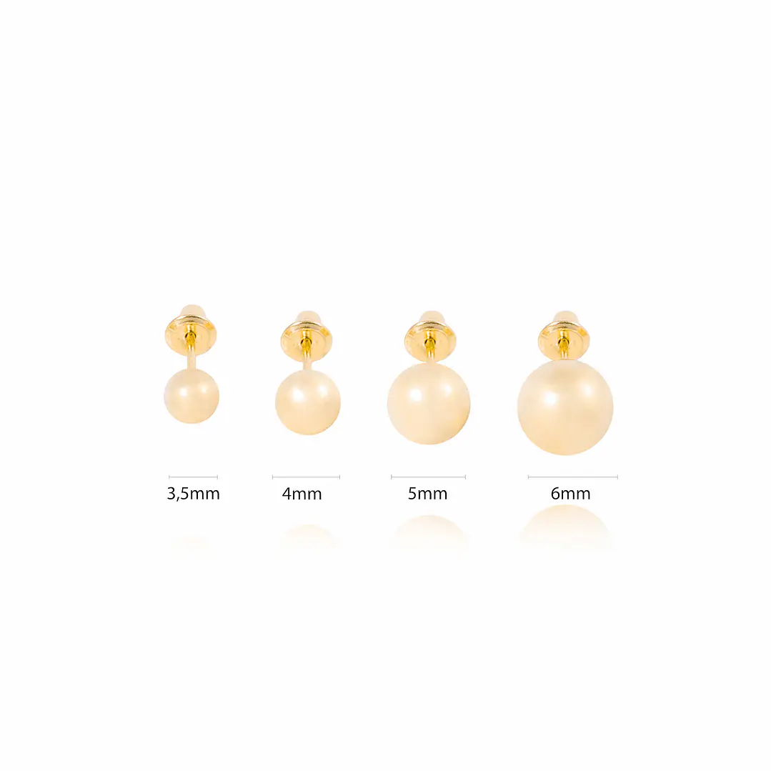 Aros de Oro 18 kt  Pelotita 3,5mm Tornillo tope 4
