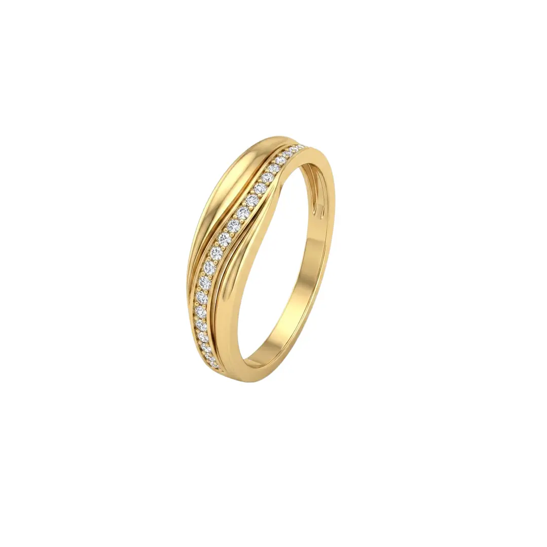 Anillo de Oro 18kt  Doble Ondas Circon 1