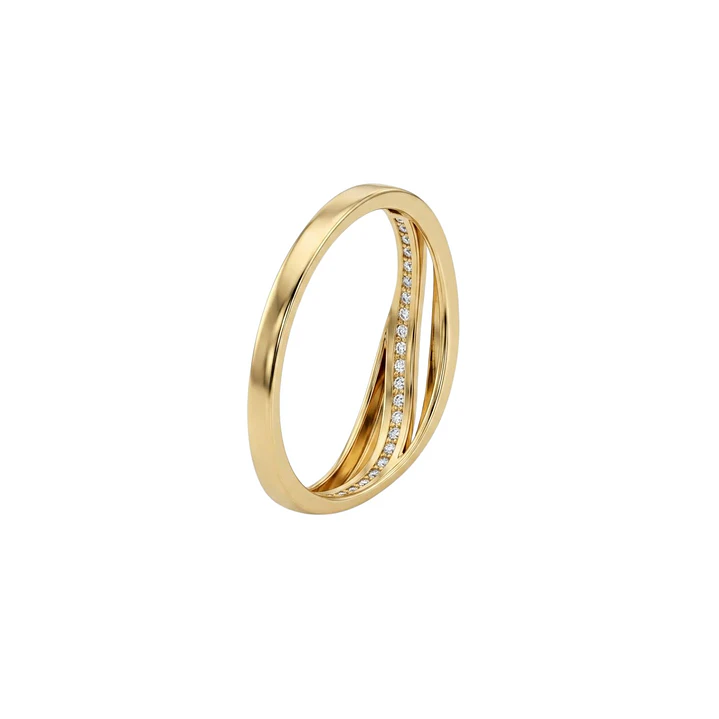 Anillo de Oro 18kt  Doble Ondas Circon 3