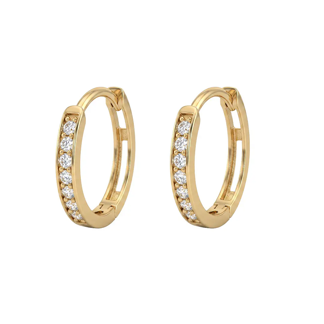 Aros de Oro 18kt   Argollas Ovalado  Circon 1