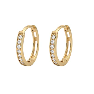 Aros de Oro 18kt   Argollas Ovalado  Circon