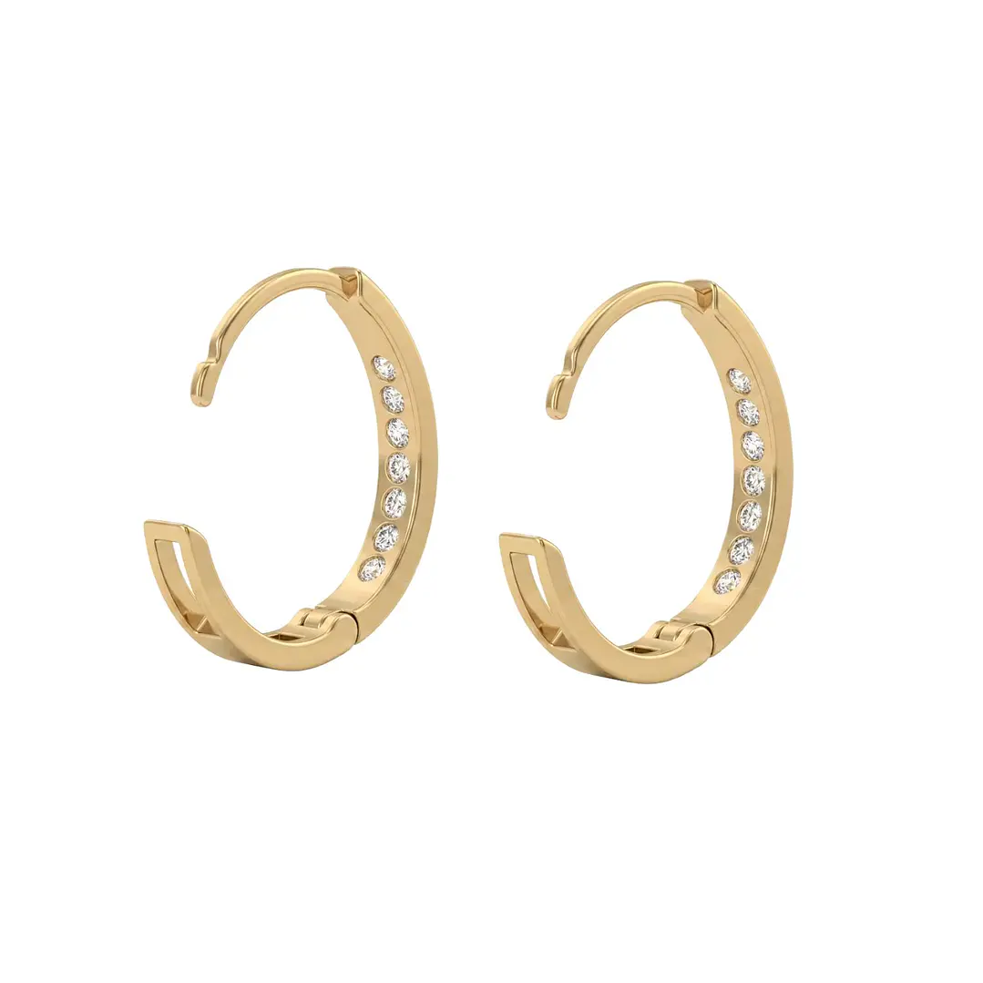 Aros de Oro 18kt   Argollas Ovalado  Circon 2