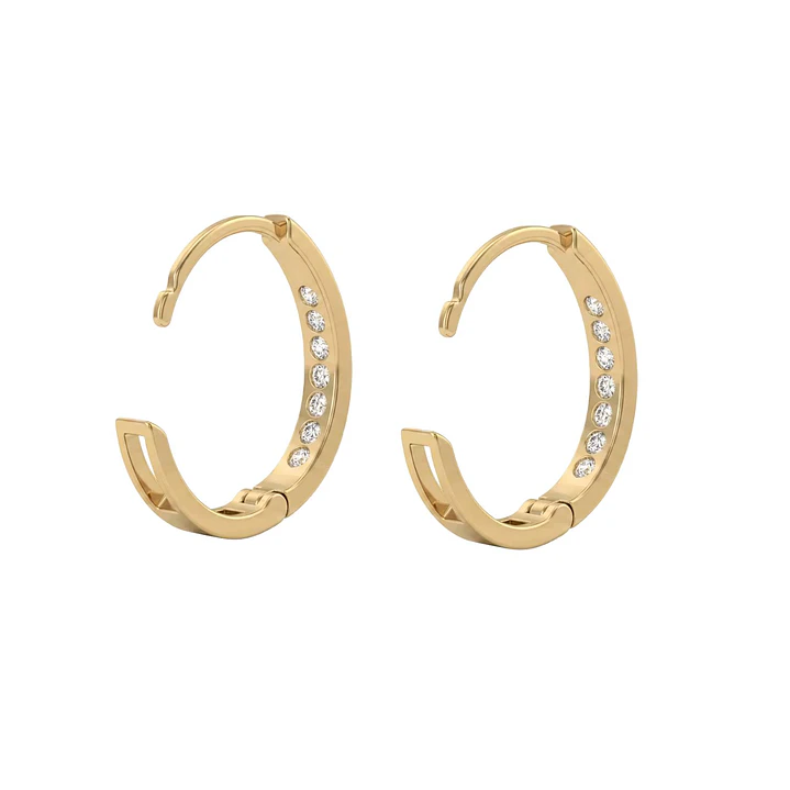 Aros de Oro 18kt   Argollas Ovalado  Circon 2