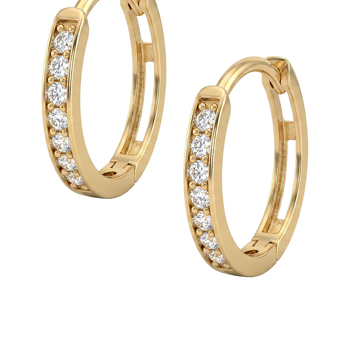 Aros de Oro 18kt   Argollas Ovalado  Circon 3