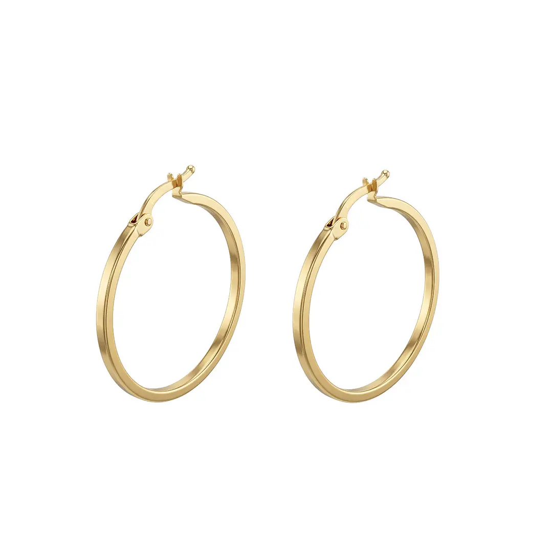 Aros de Oro 18kt  Argollas Lisas Cuadradas 1