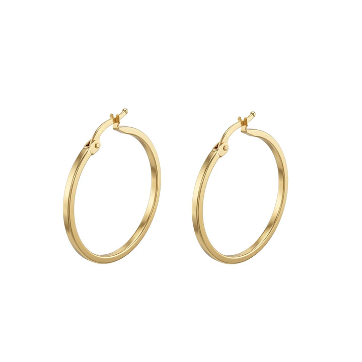 Aros de Oro 18kt  Argollas Lisas Cuadradas 1