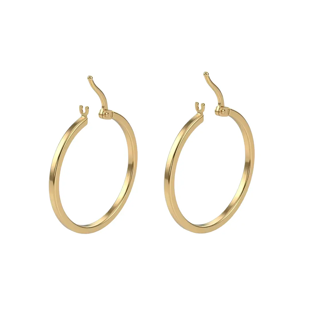 Aros de Oro 18kt  Argollas Lisas Cuadradas 2