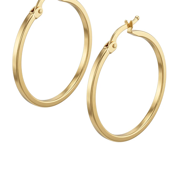 Aros de Oro 18kt  Argollas Lisas Cuadradas 3