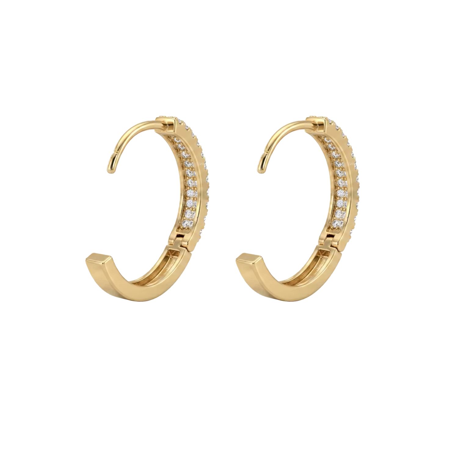 Aros de Oro 18Kt  Argollas Circon Doble 2