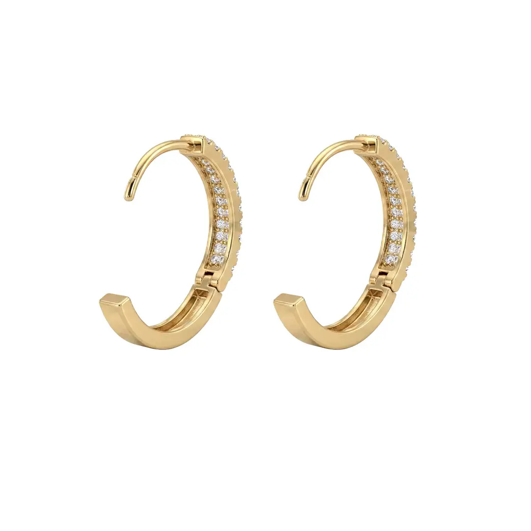 Aros de Oro 18Kt  Argollas Circon Doble 2