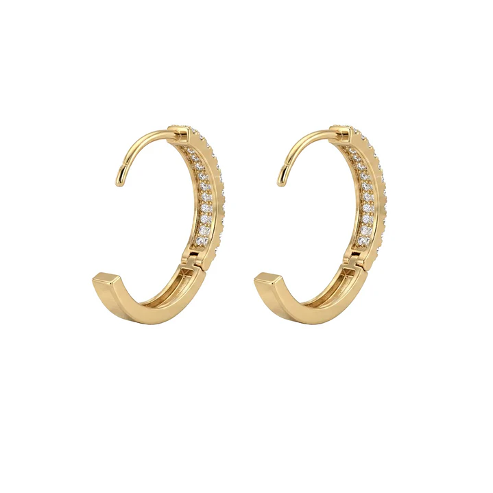Aros de Oro 18Kt  Argollas Circon Doble 2