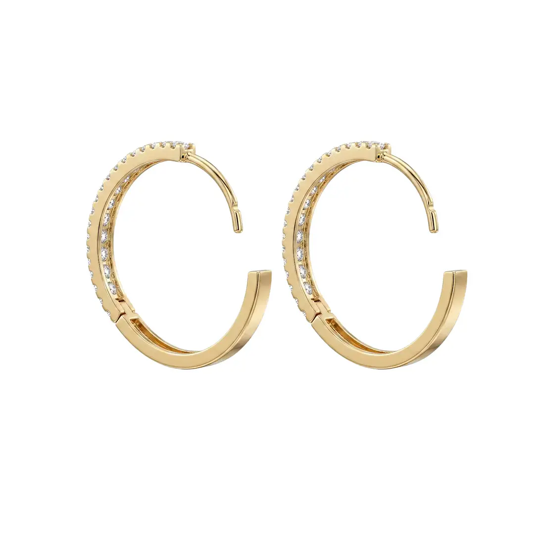 Aros de Oro 18kt  Argollas Luz Circon 2