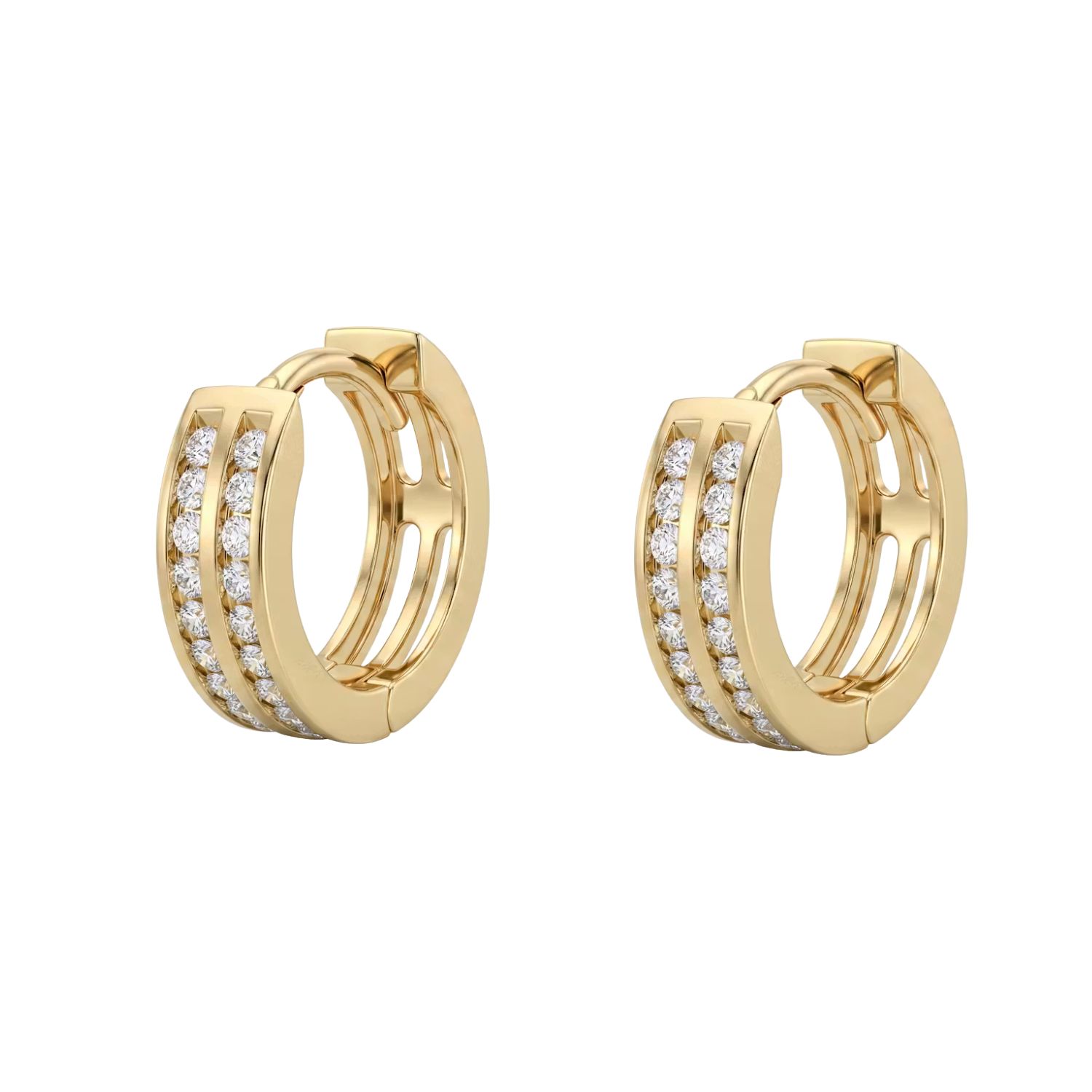 Aros de Oro 18kt  Argollas Circon Doble Chica 1