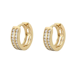 Aros de Oro 18kt  Argollas Circon Doble Chica