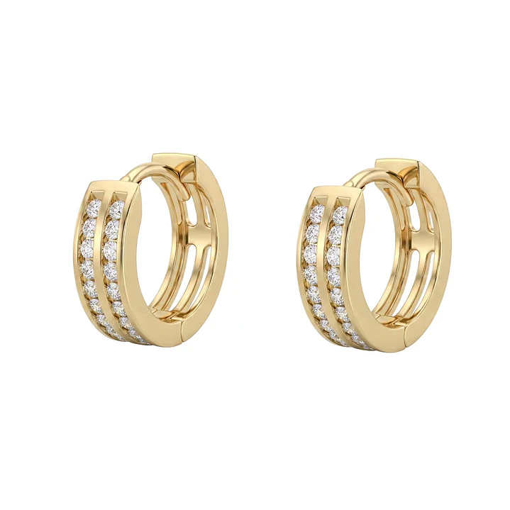 Aros de Oro 18kt  Argollas Circon Doble Chica 1