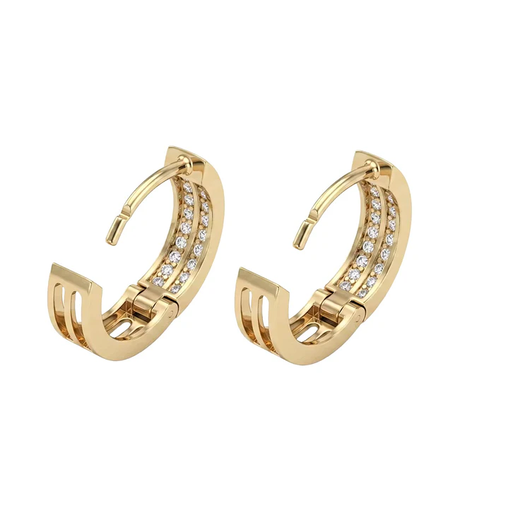 Aros de Oro 18kt  Argollas Circon Doble Chica 2