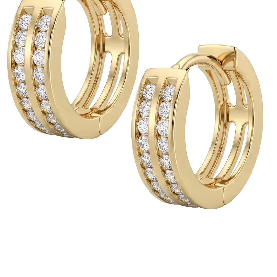 Aros de Oro 18kt  Argollas Circon Doble Chica 3