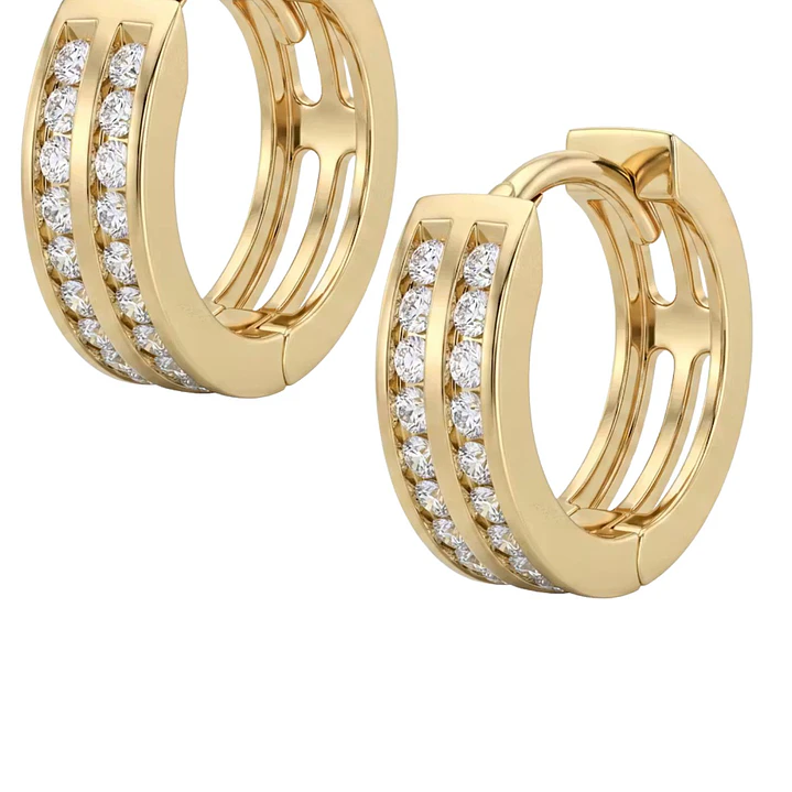 Aros de Oro 18kt  Argollas Circon Doble Chica 3