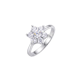 Anillo de Plata Esterlina 925 Copo Nieve 7 Circon