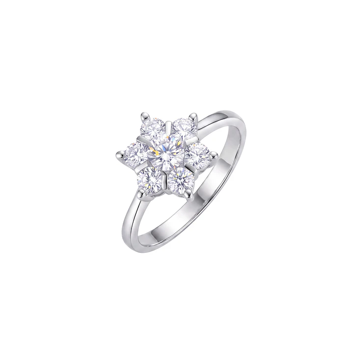 Anillo de Plata Esterlina 925 Copo Nieve 7 Circon 1