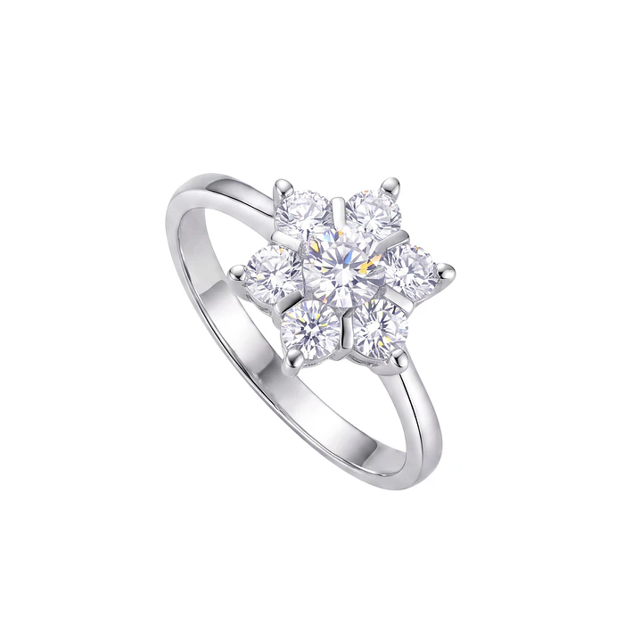 Anillo de Plata Esterlina 925 Copo Nieve 7 Circon 2