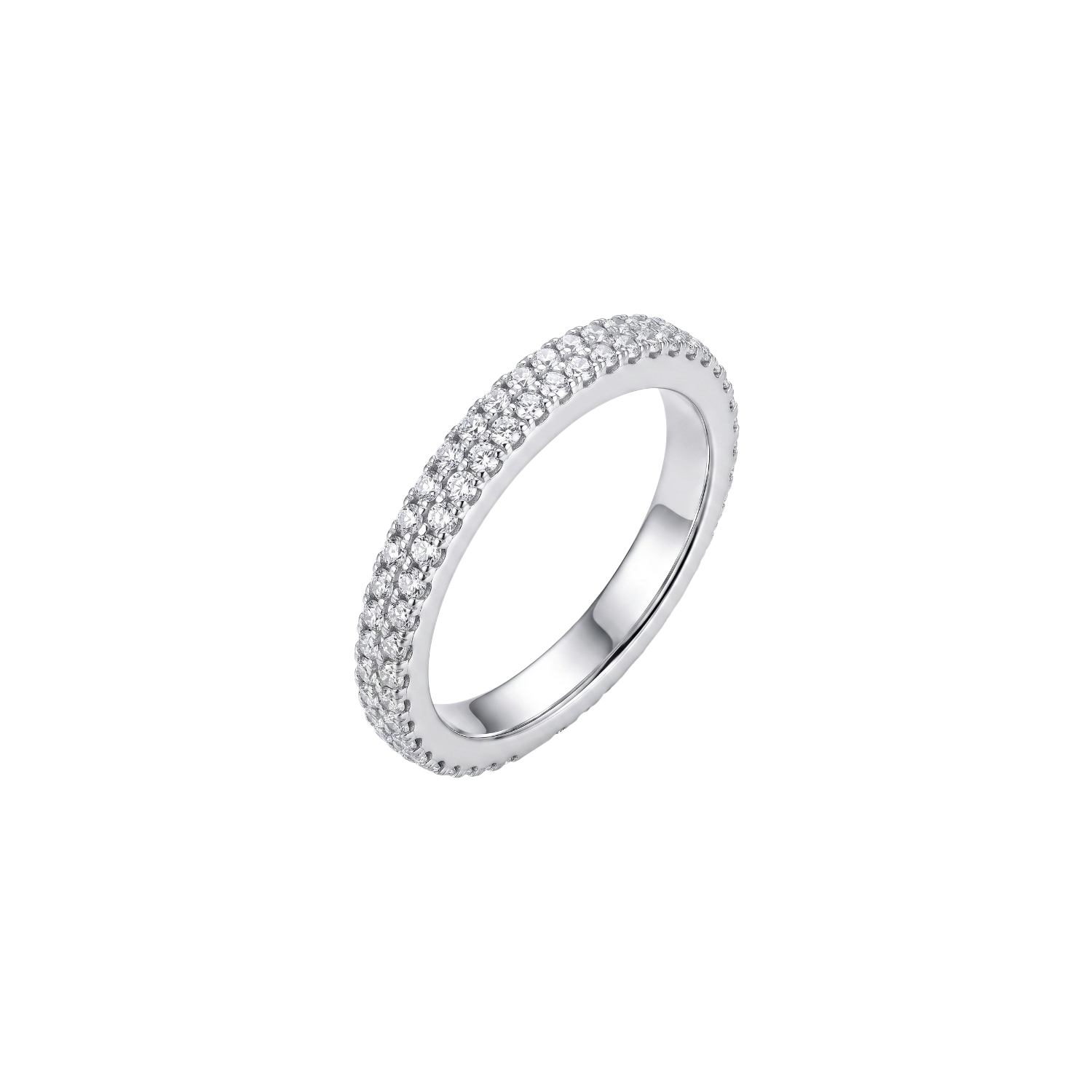 Anillo de Plata Esterlina 925 Doble Riel Circon 1