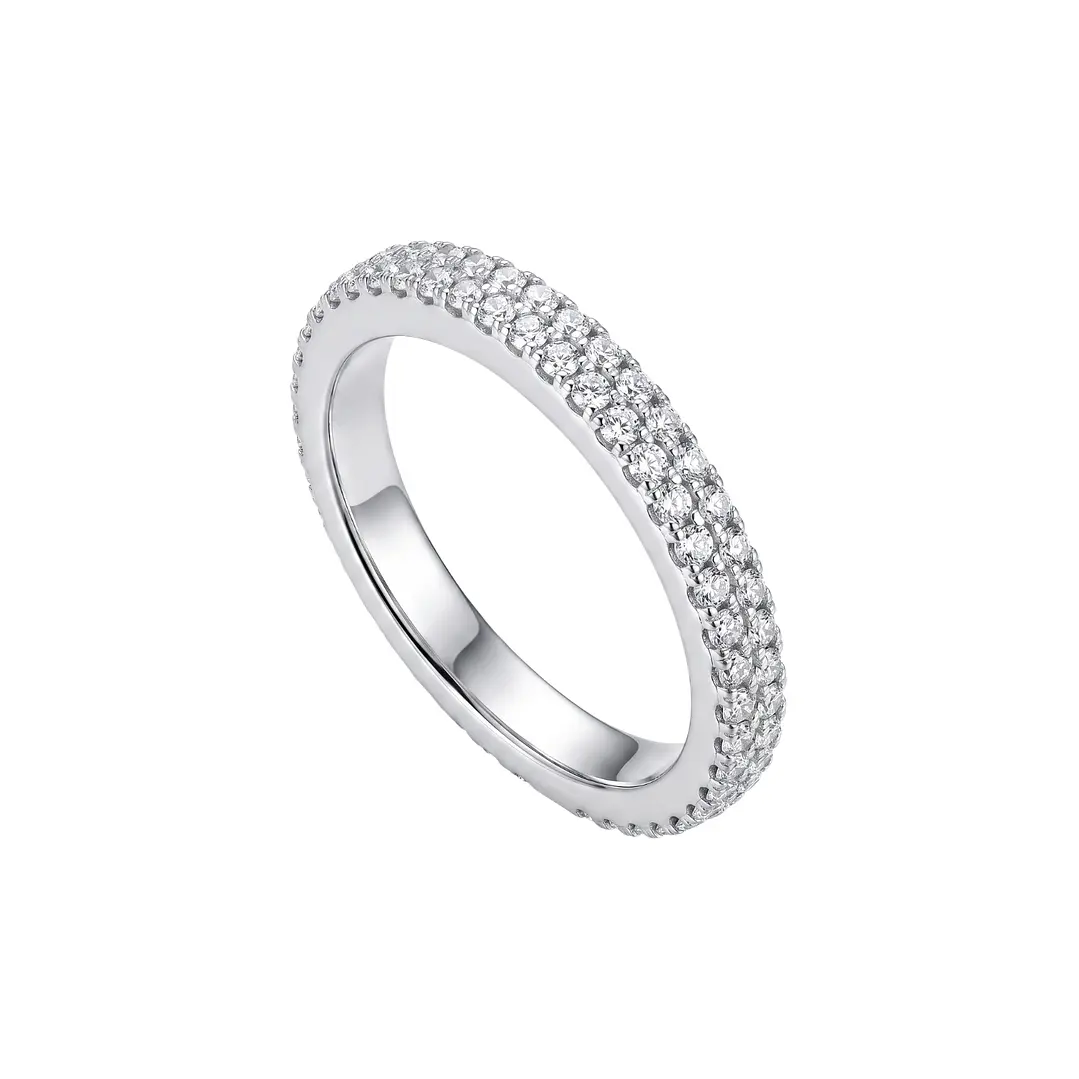 Anillo de Plata Esterlina 925 Doble Riel Circon 2