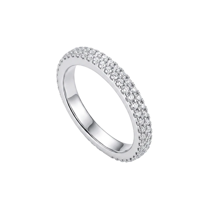 Anillo de Plata Esterlina 925 Doble Riel Circon 2