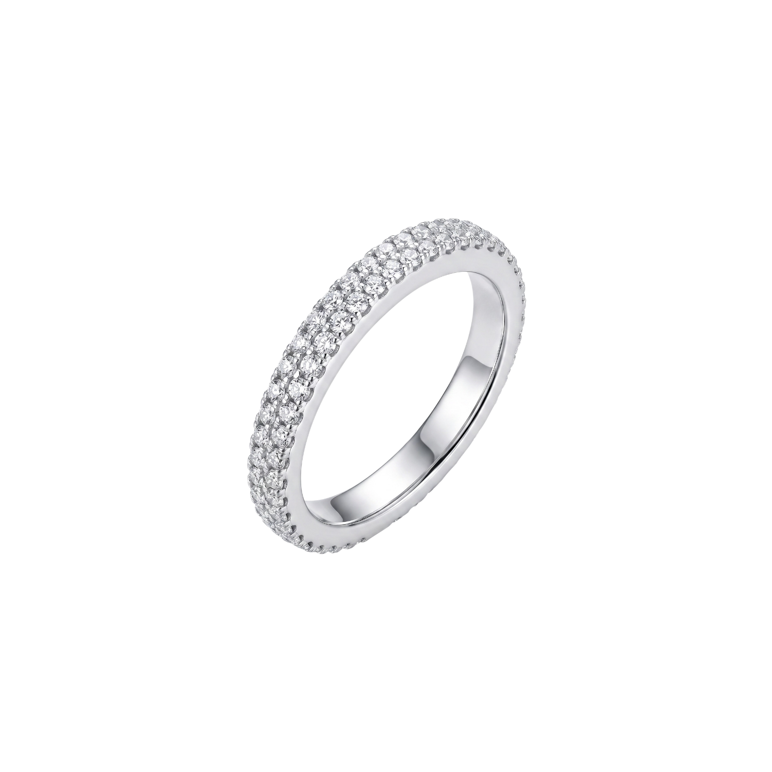 Anillo de Plata Esterlina 925 Doble Riel Circon 3