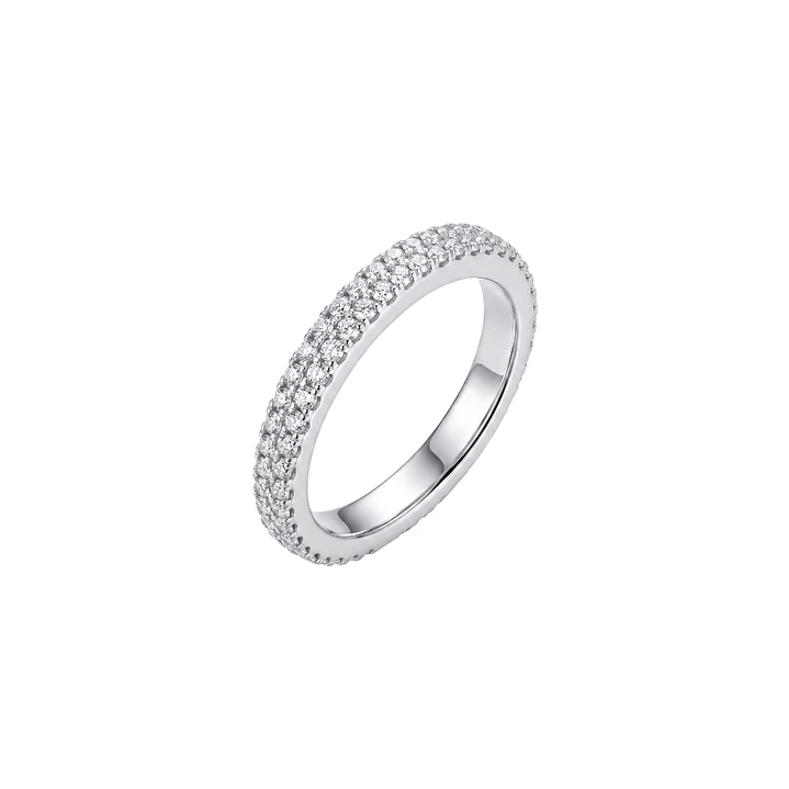 Anillo de Plata Esterlina 925 Doble Riel Circon 3