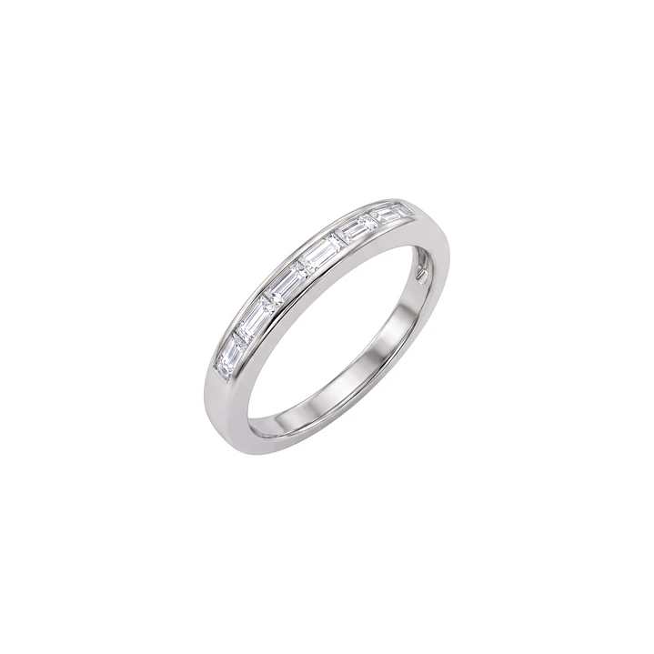 Anillo de Plata Esterlina 925 Riel Circon Baguette 1