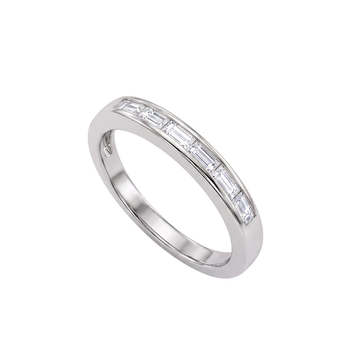 Anillo de Plata Esterlina 925 Riel Circon Baguette 2
