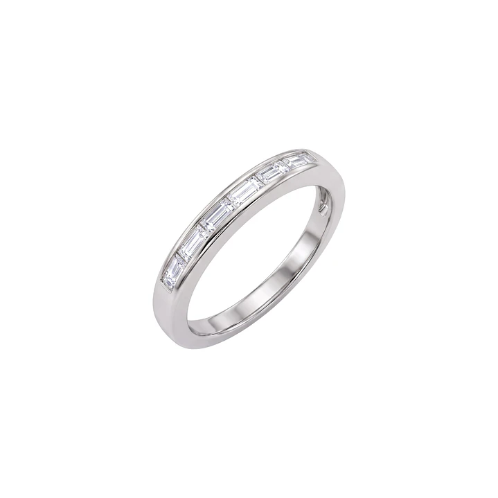 Anillo de Plata Esterlina 925 Riel Circon Baguette 3