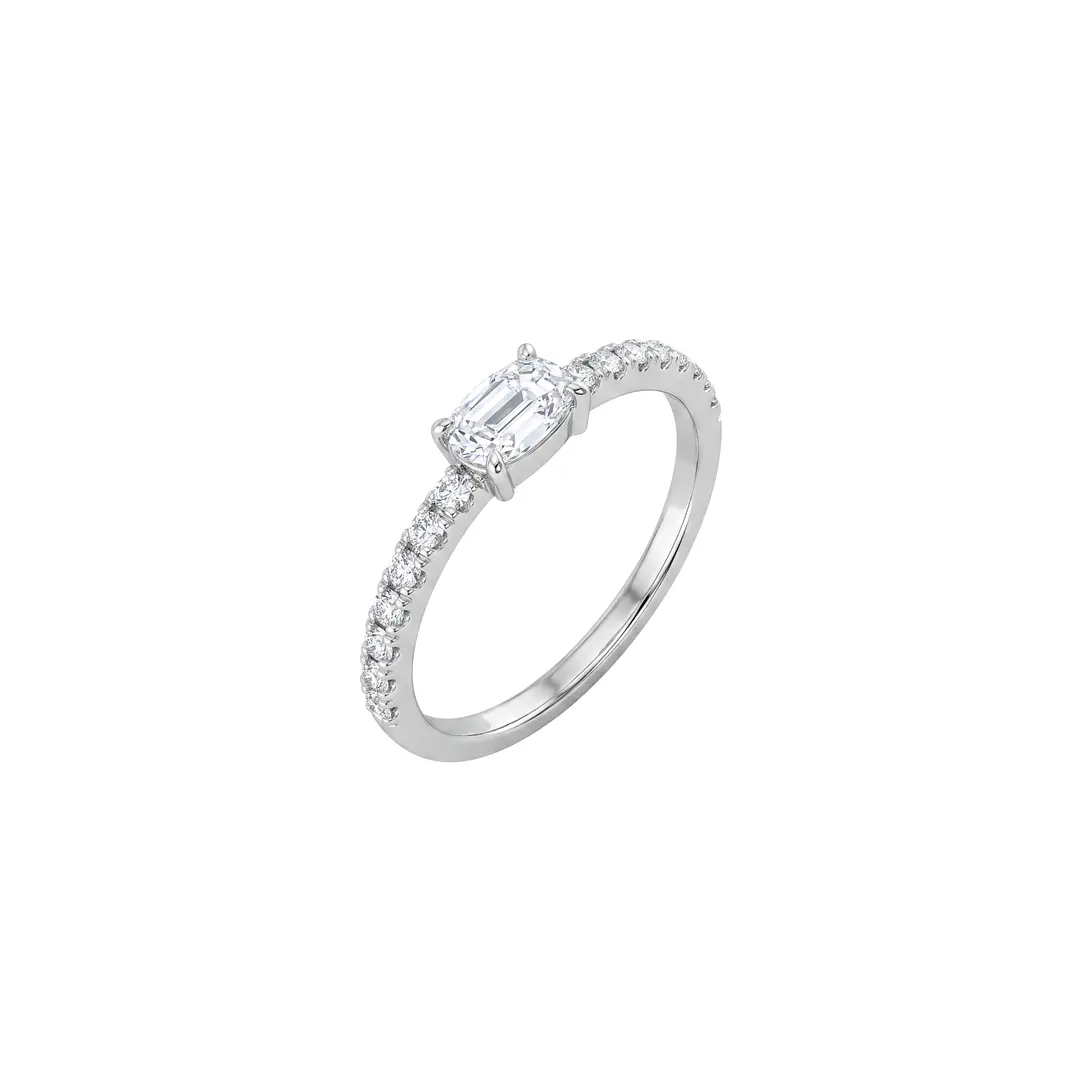 Anillo de Plata Esterlina 925 Circon Oval Central Medio Riel 1