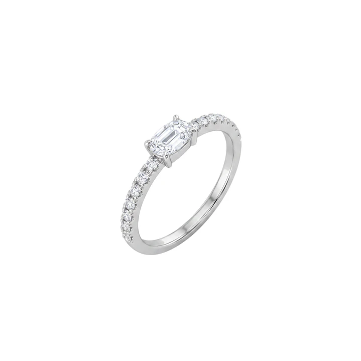 Anillo de Plata Esterlina 925 Circon Oval Central Medio Riel 1