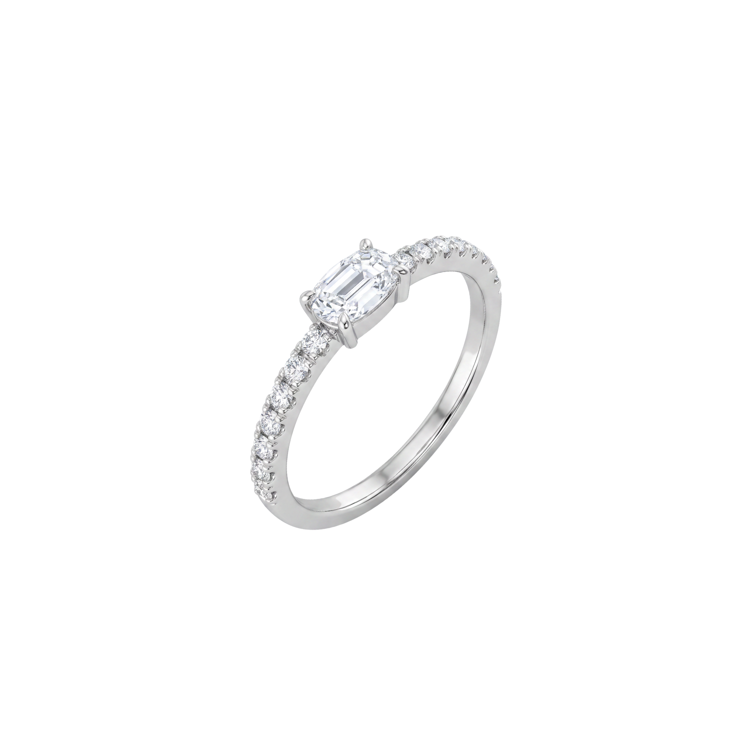Anillo de Plata Esterlina 925 Circon Oval Central Medio Riel 3